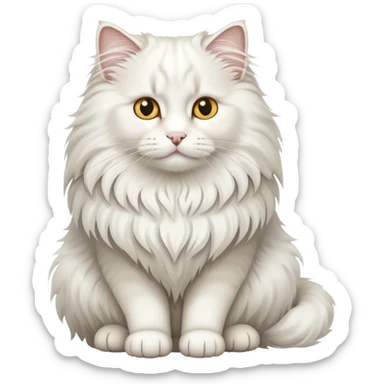 Majestic white norwegian forest cat sitting regally sticker