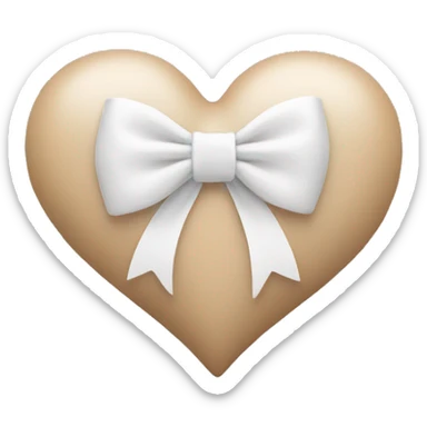 Beige heart with white bow sticker