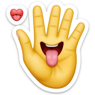 Tongue sticking out between two v'd fingers sticker