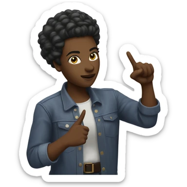 black masculine lesbian pointing out of the screen towards the viewer from the shoulders upwards sticker