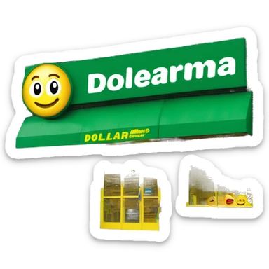 “Exterior of a Dollarama store with the bright green facade, bold yellow Dollarama sign, large front windows, and entrance doors, capturing the look of a budget-friendly retail store.” sticker