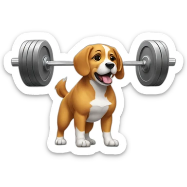 A weightlifting dog sticker