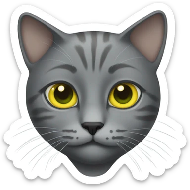 gray cat with yellow/green eyes sticker