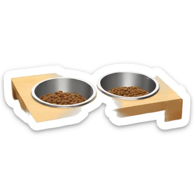 Elevated pine wood dog feeder with 2 bowls sticker