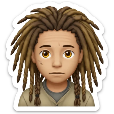 Dreads not smiling and mixed skin color emoji sticker