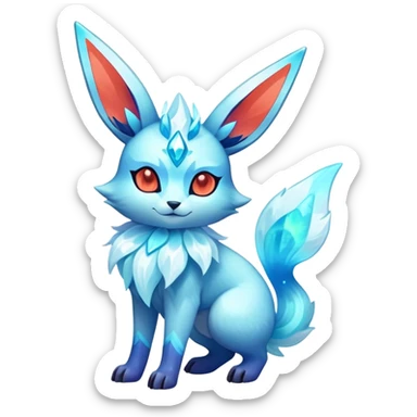 Shiny Exotic Tropical Colorful Neon-colored Glittery Ethereal Sparkly Glaceon-Amaura-Aurorus-Fakémon-hybrid-creature (full body)  sticker