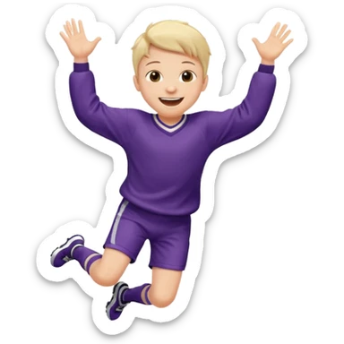 A small kid in an oversized jersey, jumping with excitement. sticker