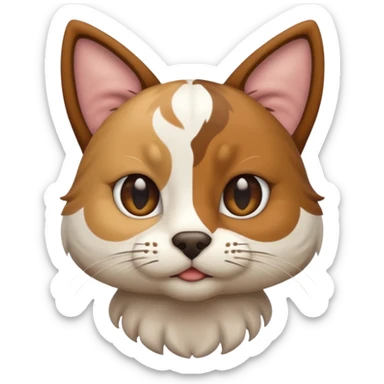 cat and dog merged together, one side cat, one side dog sticker