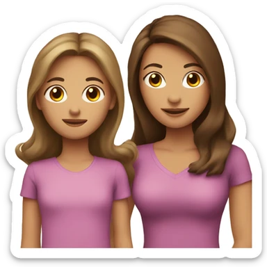 mom and daughter, mom has brown hair, daughter has brown hair sticker