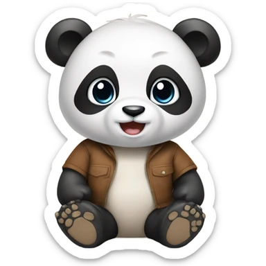 Baby panda with a brown T shirt on  sticker