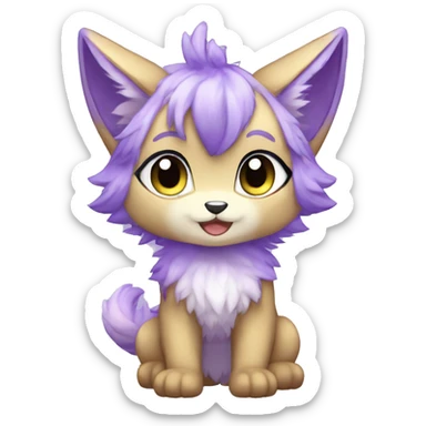 shiny, colorful, lavender-violet, gradient, Kemono-style, Chibi, Anthro-Fur-Sona-Fakémon, Full Body sticker