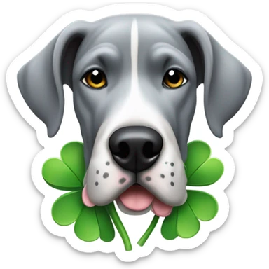 Grey great dane with four leaf clover sticker