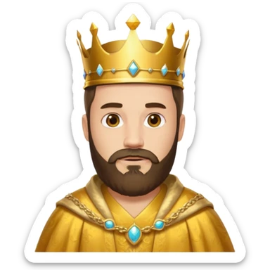 King – Bearded man with golden crown and robe sticker