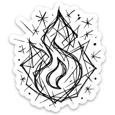 abstract flame shape, chaotic geometric outline style sticker