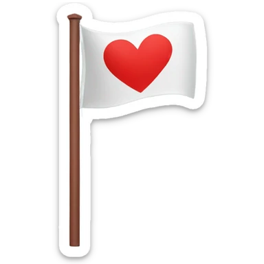 A flag with a red heart instead of a mast  sticker
