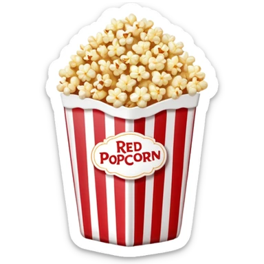 sweet popcorn in a red and white vertically striped package, candy popcorn sticker