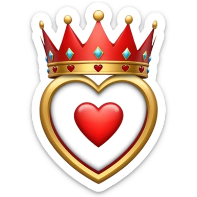heart 75% red and 25% black with a queen's crown on top sticker