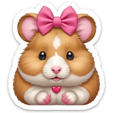 cute hamster wearing a bow on its head sticker