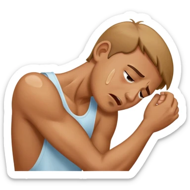 Dude holding neck cryinh sticker