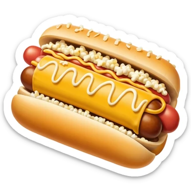 Merge an image of a popcorn kernwl with the graphical representaiton of the hotdog emoji. It can be bad and cringe sticker