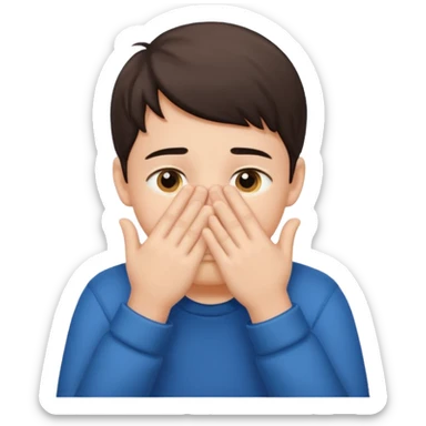 Create a shyness imoji Boys imoji Boys imoji hand in face hand in full face create a shame boys imoji full face cover in hand sticker