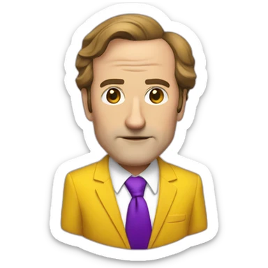 Saul goodman with a purple suit and  yellow blouse and purple tie sticker