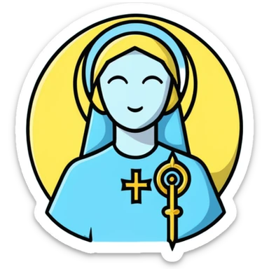 saint emblem with light blue colors, halo and divine light sticker