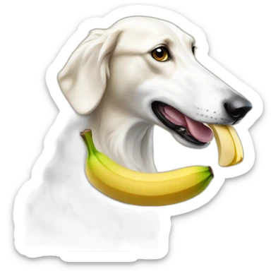 Borzoi eating a banana  sticker