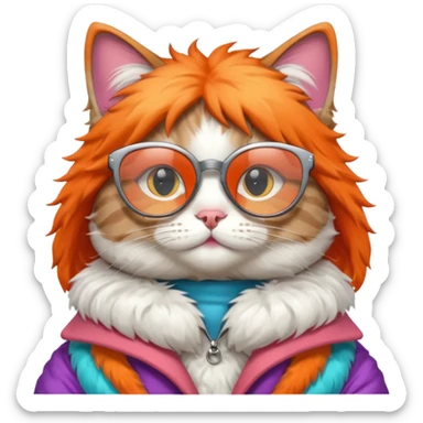 Cat wearing geekchic mood glasses  sticker