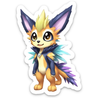 Anthro Scalie Spiky Cool Edgy Magical Shiny Colorful Pastel Sparkle Kemono-style Chibi Fantasy-Animal-Fakémon-Pokémon-Hybrid Fur Sona Aesthetic Full Body sticker
