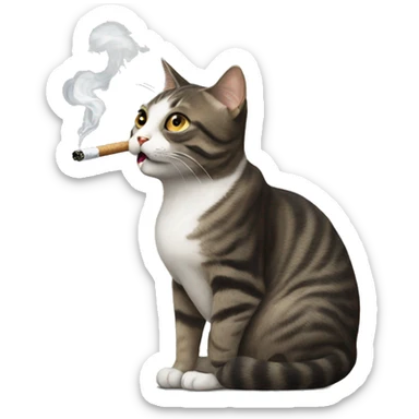 cat smoking a cigarette sticker