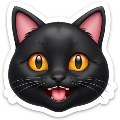 emoji de gato negro riéndose con lagrimas de risa y ojos entrecerrados😹 sticker