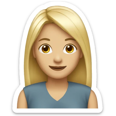 women with straight blond hair and bang smiling sticker
