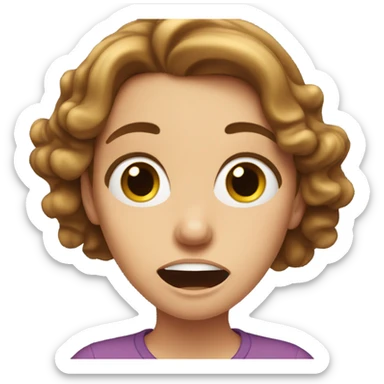shocked wavy brown-hair white girl  sticker