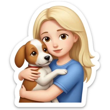 Girl hugging a dog sticker
