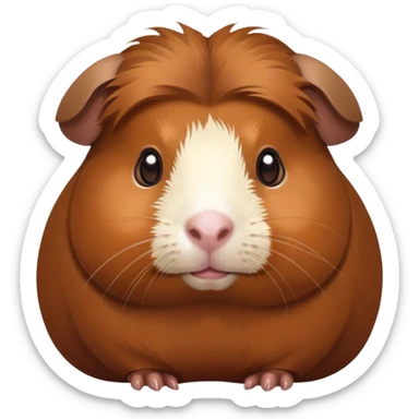 Cinematic Noble Brown Guinea Pig Portrait Emoji, Poised and regal, with a compact, chubby build and a soft, well-groomed rich brown coat, deep-set soulful dark eyes, Simplified yet sharp and sophisticated features, highly detailed, glowing with a warm, dignified glow, high shine, intelligent and charming, stylized with an air of gentle coziness, focused and attentive, soft glowing outline, capturing the essence of a watchful and confident little rodent, so majestic it feels as though it could scurry out of the screen with effortless authority! sticker
