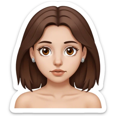 Girl with medium length brown hair, brown eyes, and silver septum piercing sticker