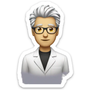 male punkrock scientist with glasses sticker