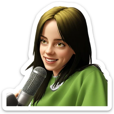 smiling girl with microphone sticker