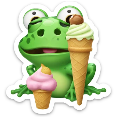 Frog with ice cream sticker
