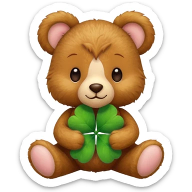 Fairy Teddy with four-leaf clover sticker