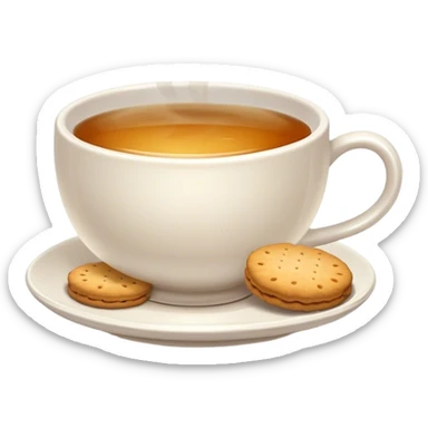 white cup of tea with biscuits  sticker