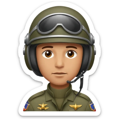a brutal male military pilot in an aviation helmet and a modern uniform. maximum quality sticker