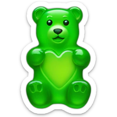 Green gummy bear heart  sticker