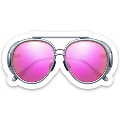 futuristic protective glasses with pink holographic lenses, high-tech design sticker