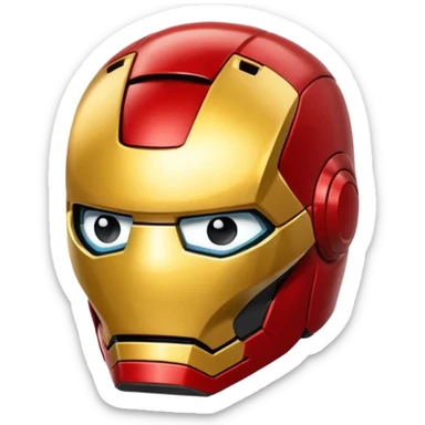 Iron Man emoji, red and gold helmet, simple and bold, apple style emoji sticker