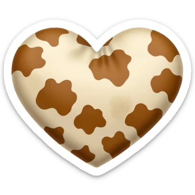 Beige Cow print heart  sticker