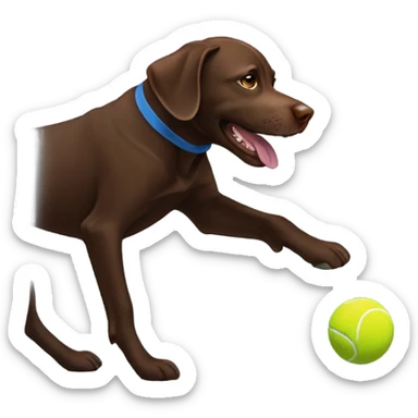 Chocolate lab catching tennis ball sticker