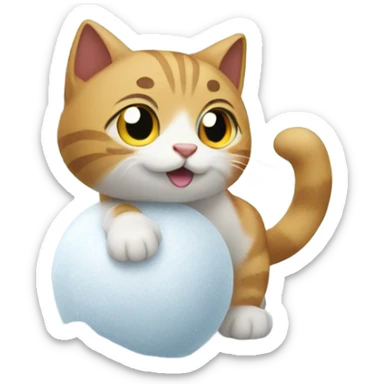 Cat making snowball sticker