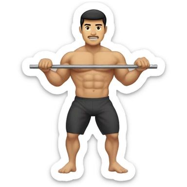 buff gym asian man full body including legs hanging from a bar sticker